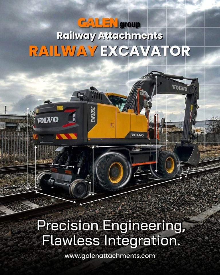 2025 Galen RAIL MOVER Volvo EW205E wheel excavator side view 2025 Galen RAIL MOVER Volvo EW205E wheel excavator side view