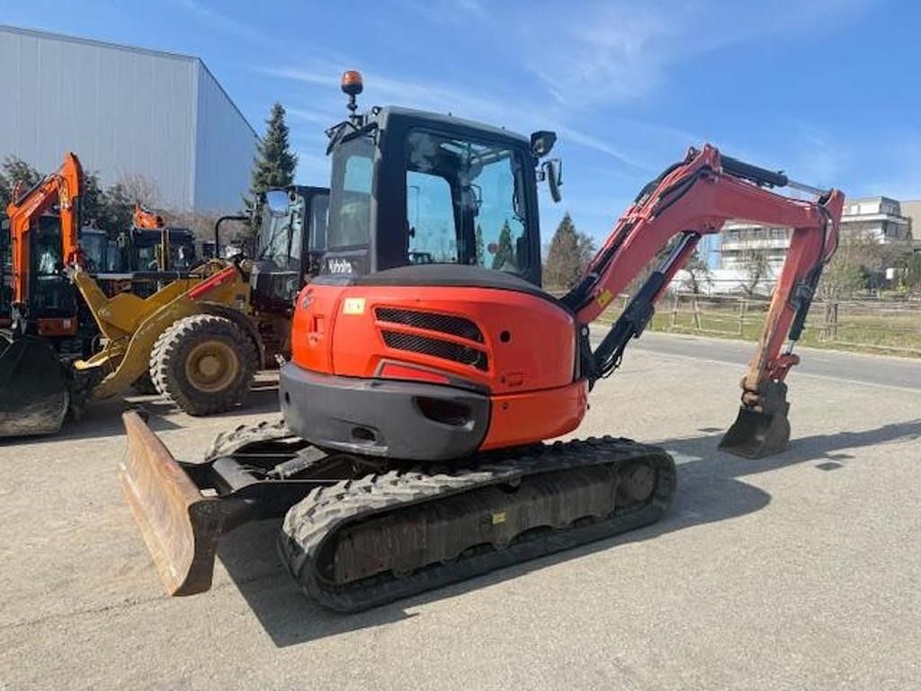 2016 Kubota U55-4 mini excavator, rear three-quarter view