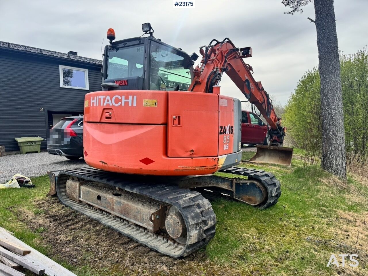 2012 Hitachi Zaxis 85US crawler excavator, rear three-quarter view