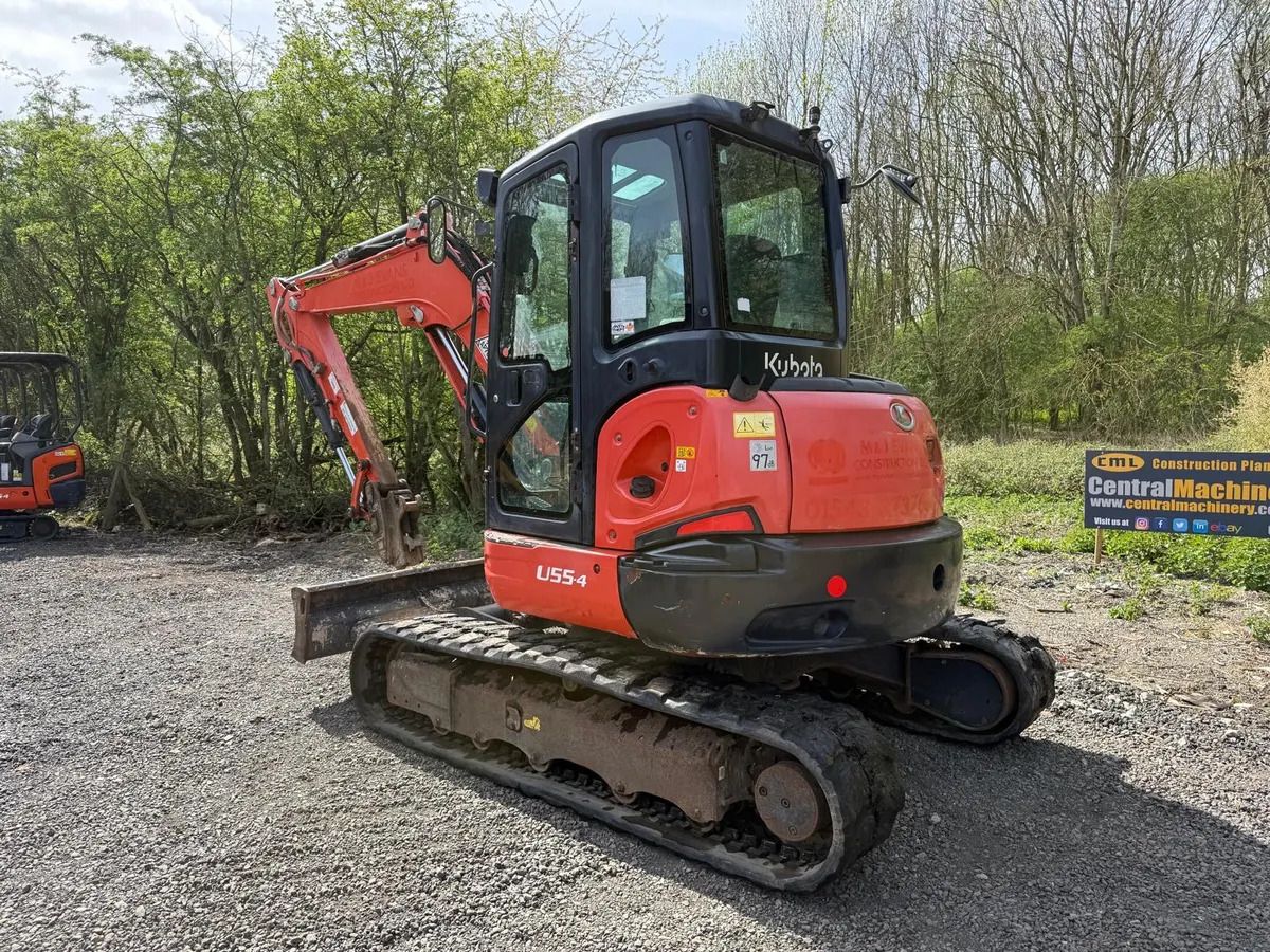 2017 Kubota U55-4 crawler excavator, rear three-quarter view