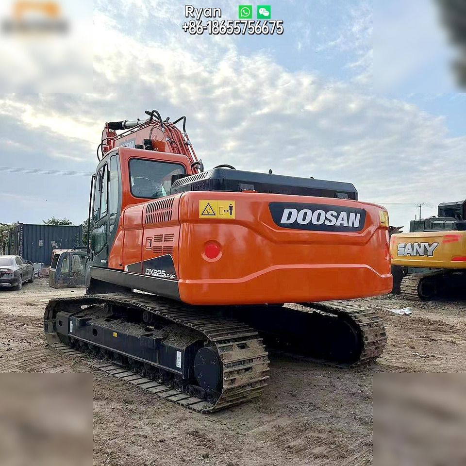 2022 Doosan DX225LC-9C crawler excavator, rear three-quarter view
