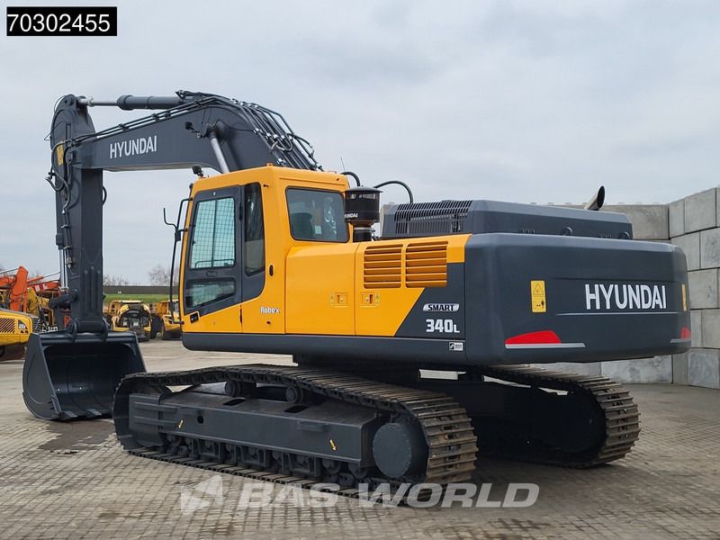 2025 Hyundai R340L crawler excavator, rear three-quarter view