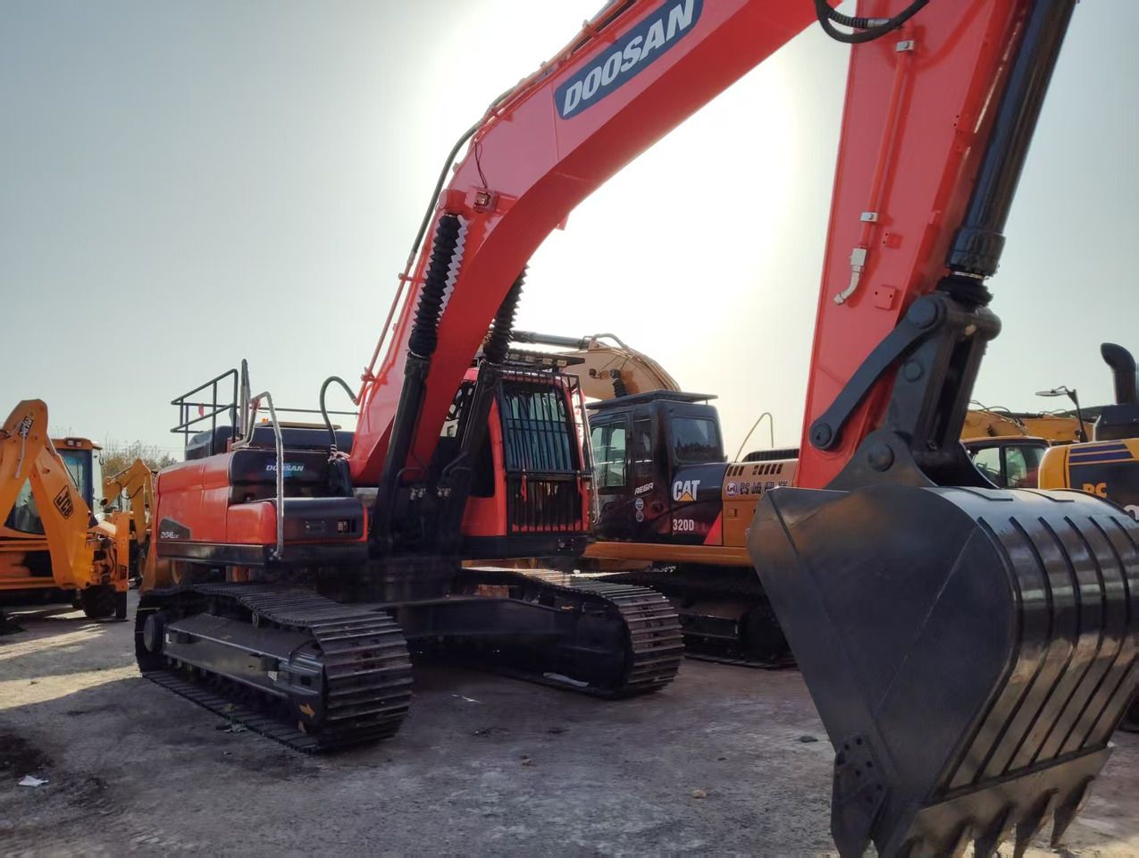 Doosan DX345 crawler excavator, side view Doosan DX345 crawler excavator, side view
