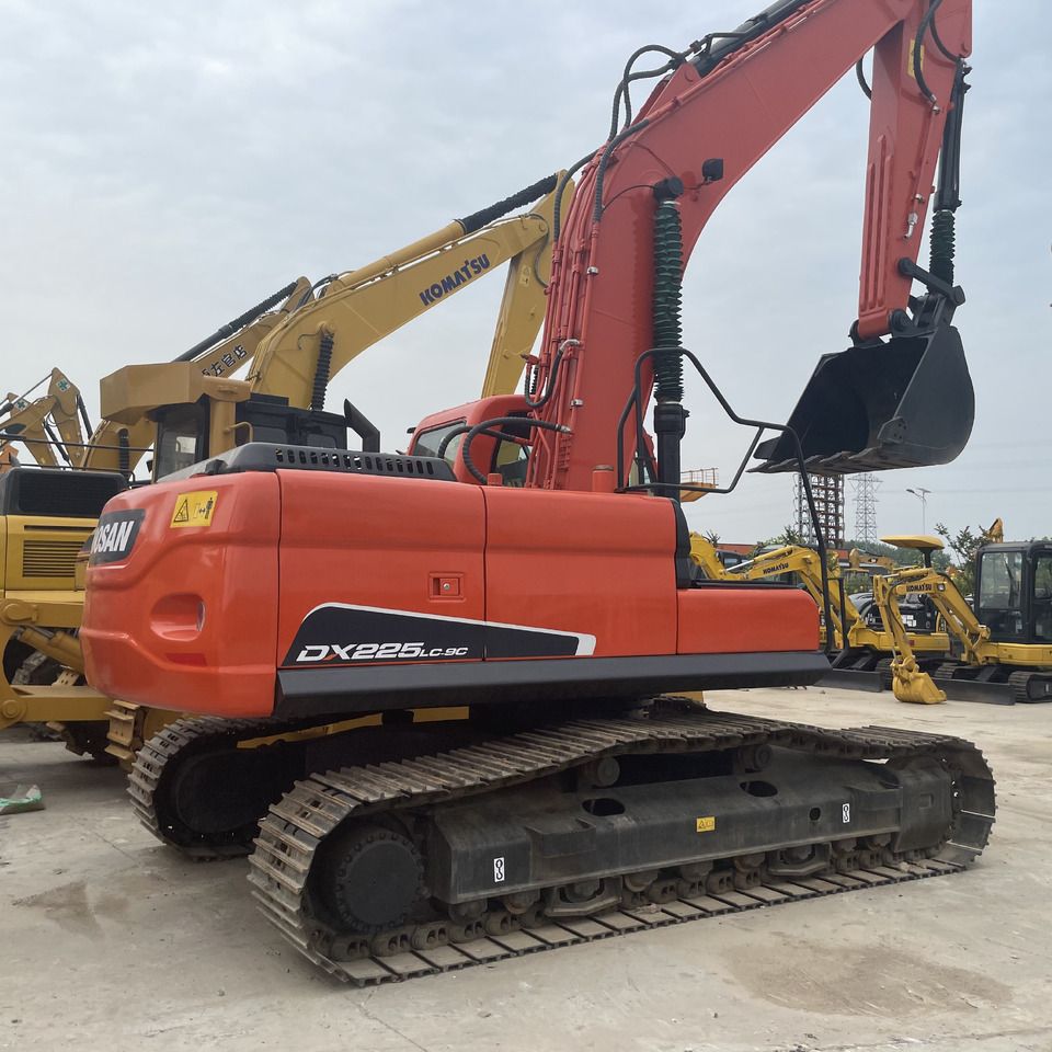 2022 Doosan DX225LC-9C crawler excavator, rear three-quarter view