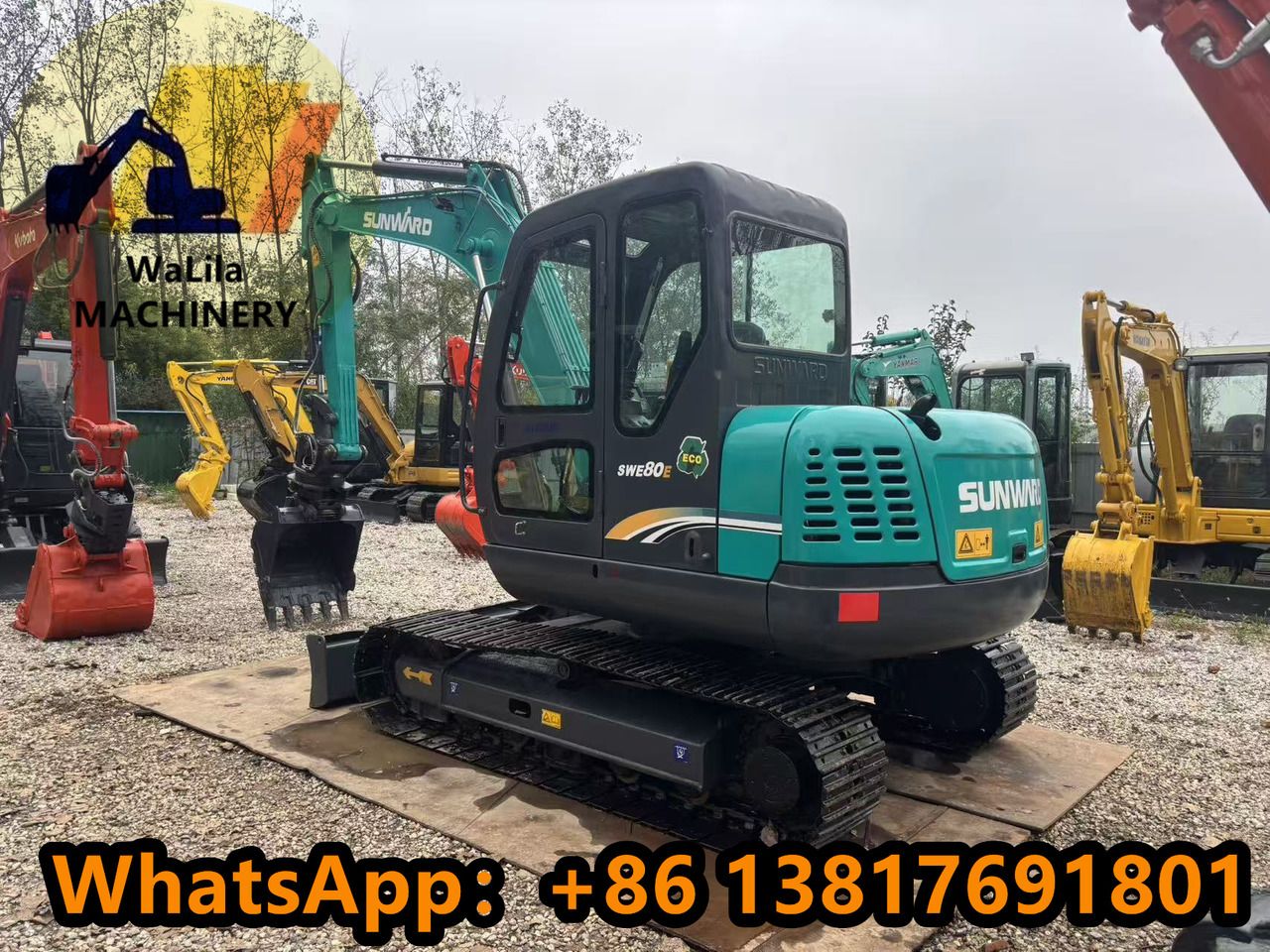 2023 Sunward SWE80E9 mini excavator, rear three-quarter view 2023 Sunward SWE80E9 mini excavator, rear three-quarter view