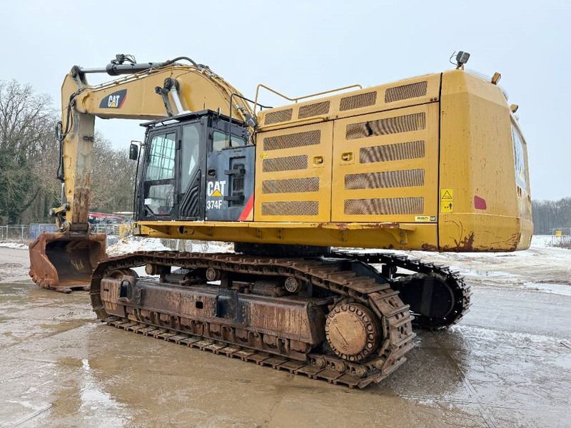 2016 Caterpillar 374F L crawler excavator, rear three-quarter view