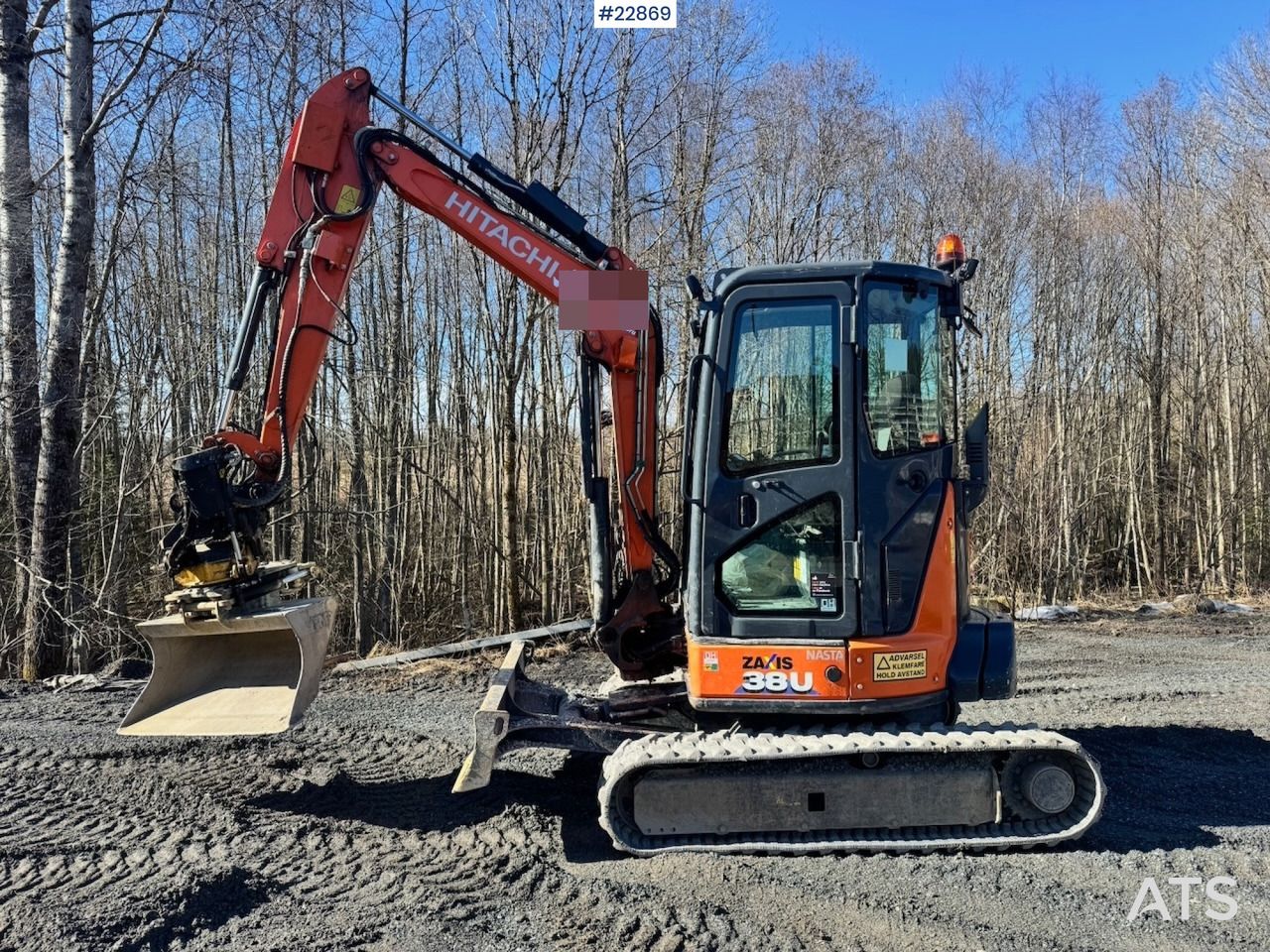 2019 Hitachi ZX38U-6 mini excavator, side view