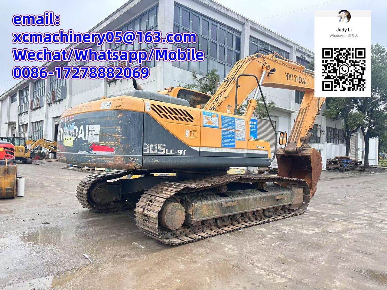 2020 Hyundai 305LC-9T crawler excavator rear three-quarter view
