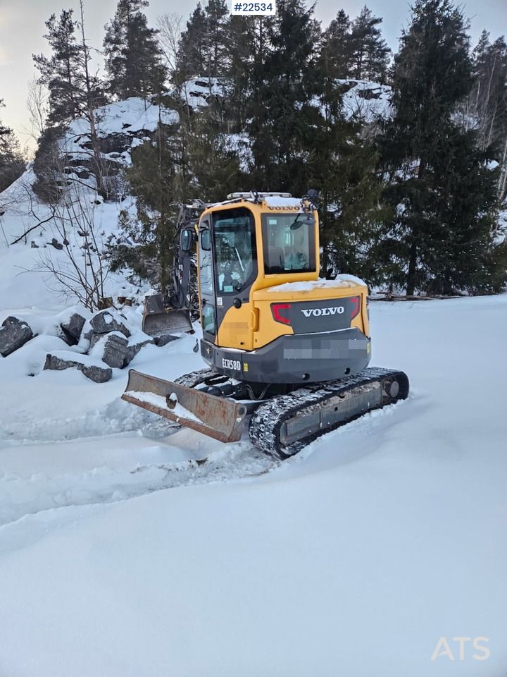 2018 Volvo ECR58D mini excavator, rear three-quarter view