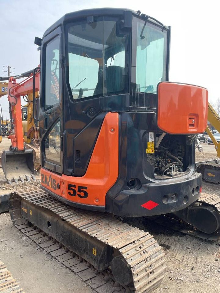 2025 Hitachi ZX55 mini excavator rear three-quarter view