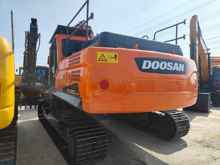 2022 Doosan DX300LC crawler excavator, rear three-quarter view