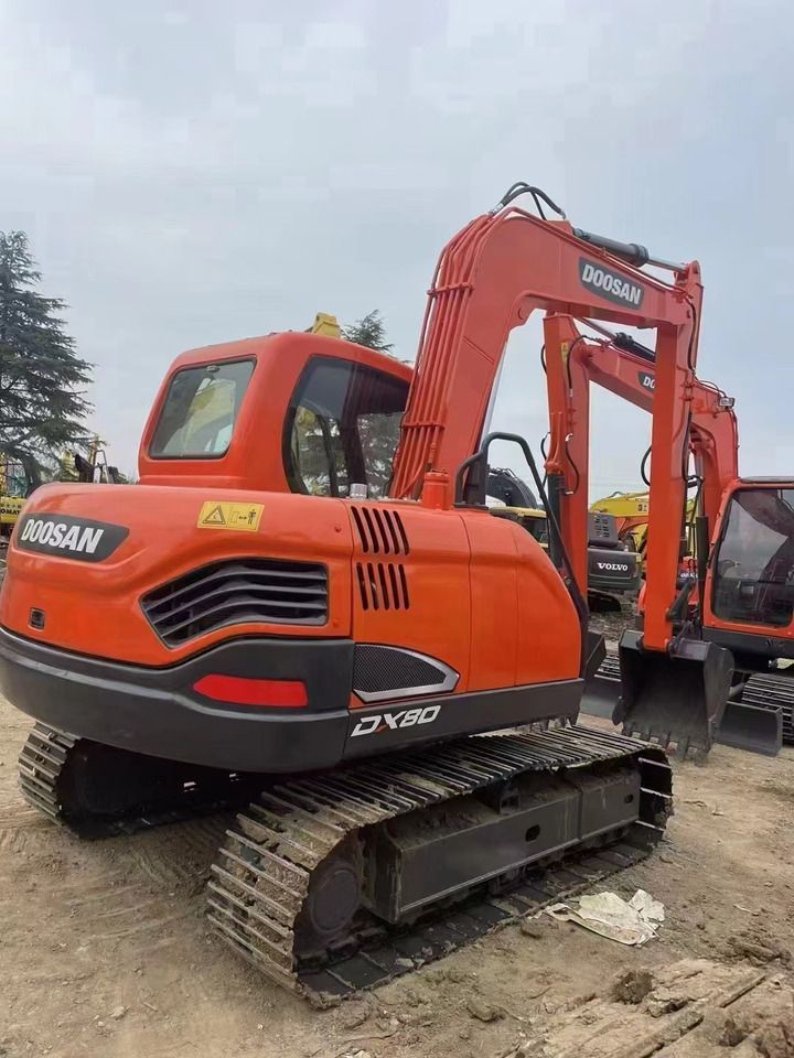 2023 Doosan DX80 mini excavator rear three-quarter view 2023 Doosan DX80 mini excavator rear three-quarter view