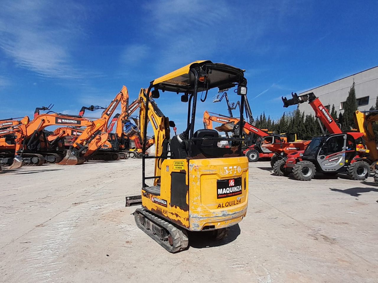 2019 JCB 15C mini excavator, rear three-quarter view