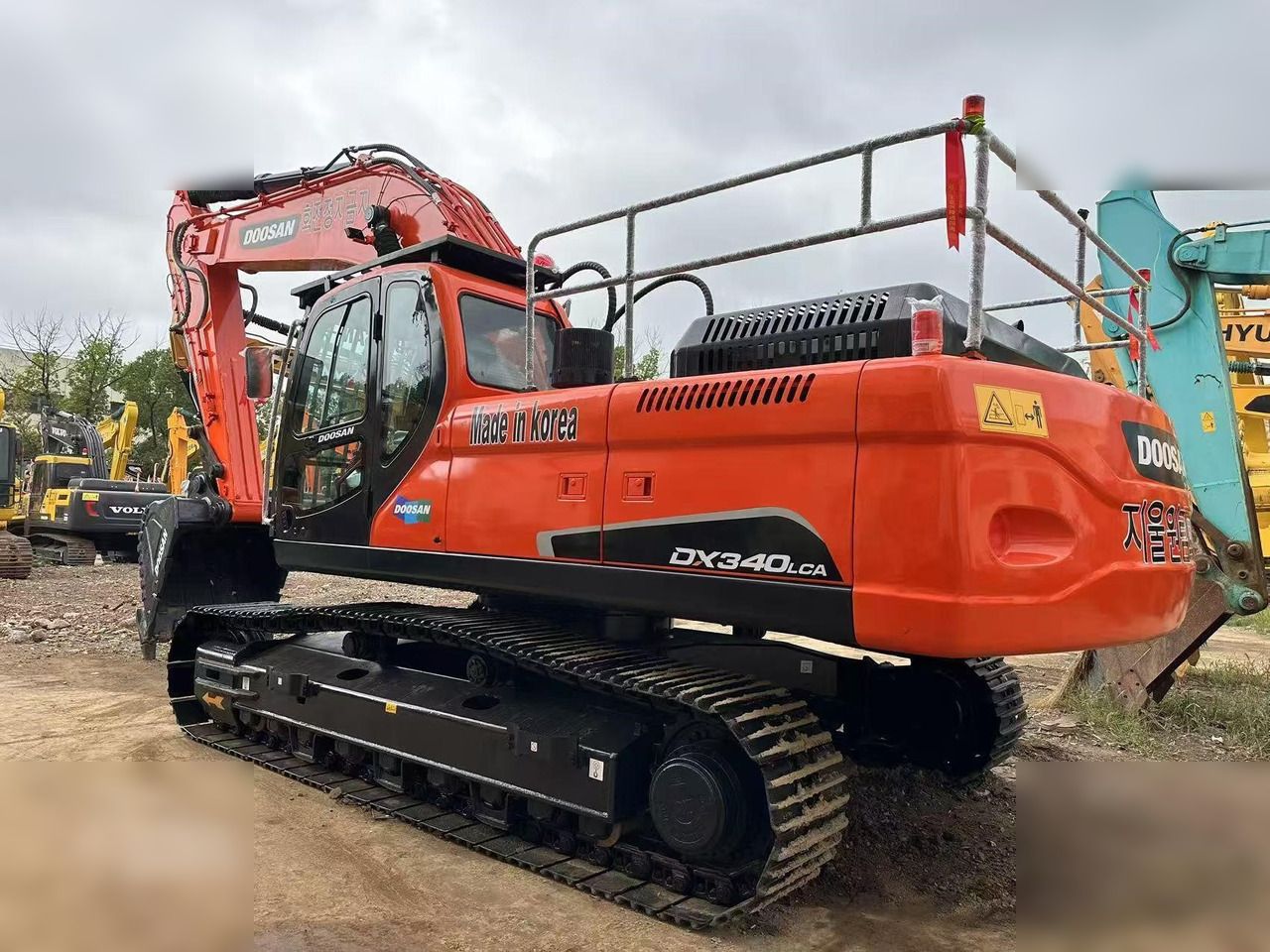 2020 Doosan DX340LCA crawler excavator, rear three-quarter view