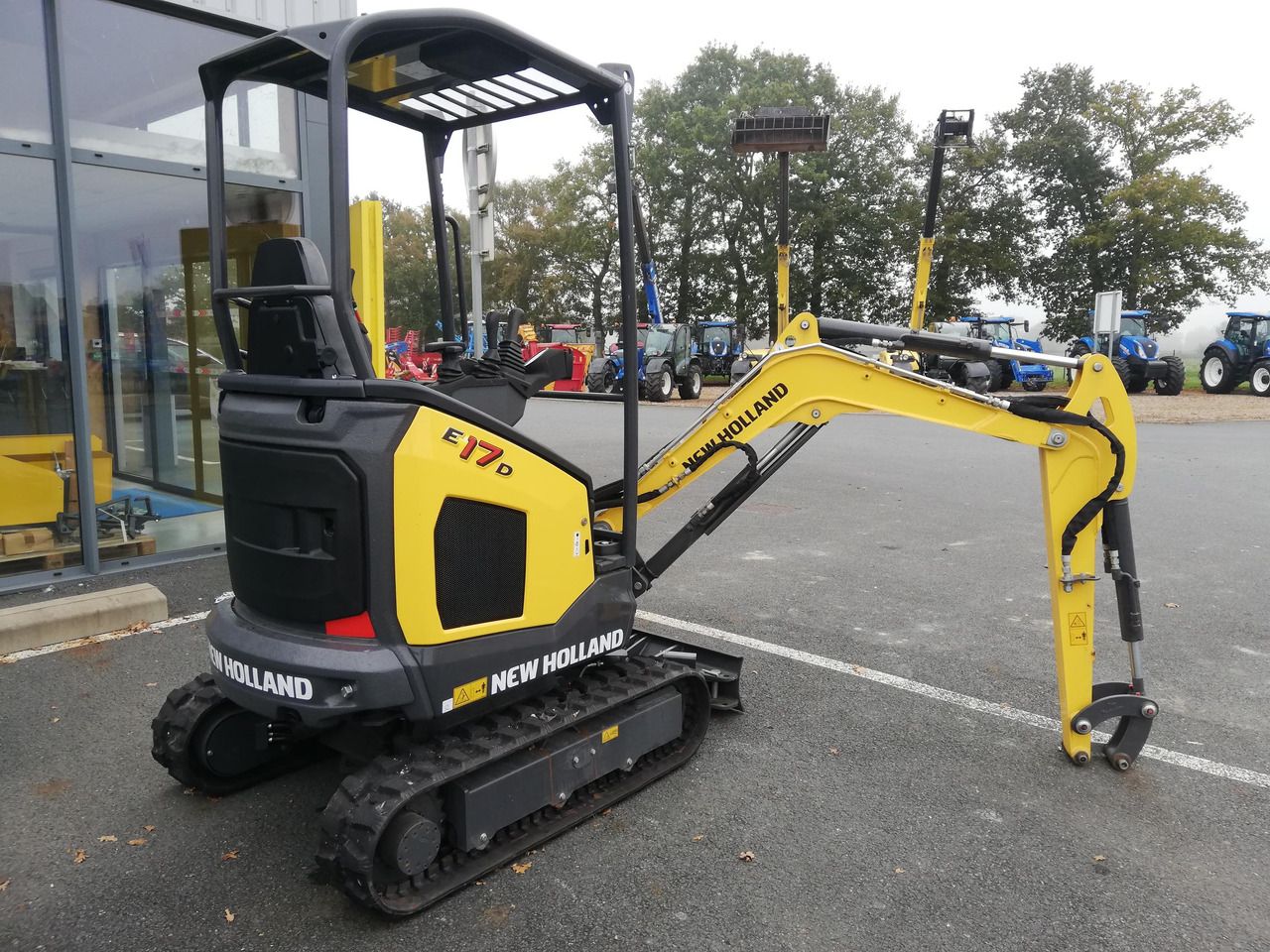 2023 New Holland E17D mini excavator, rear three-quarter view