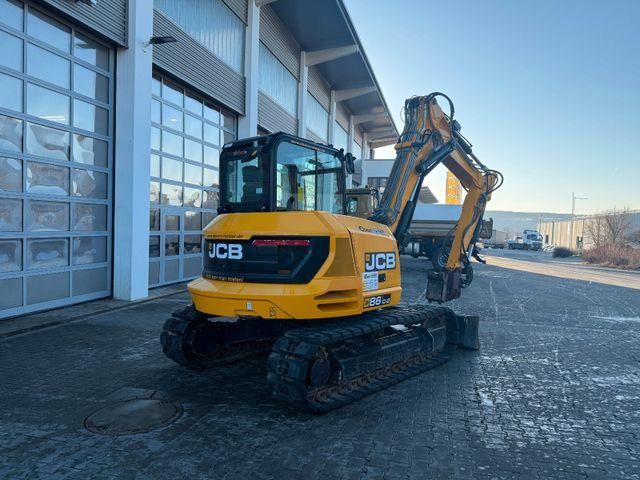 2022 JCB 86C-2 mini excavator, rear three-quarter view