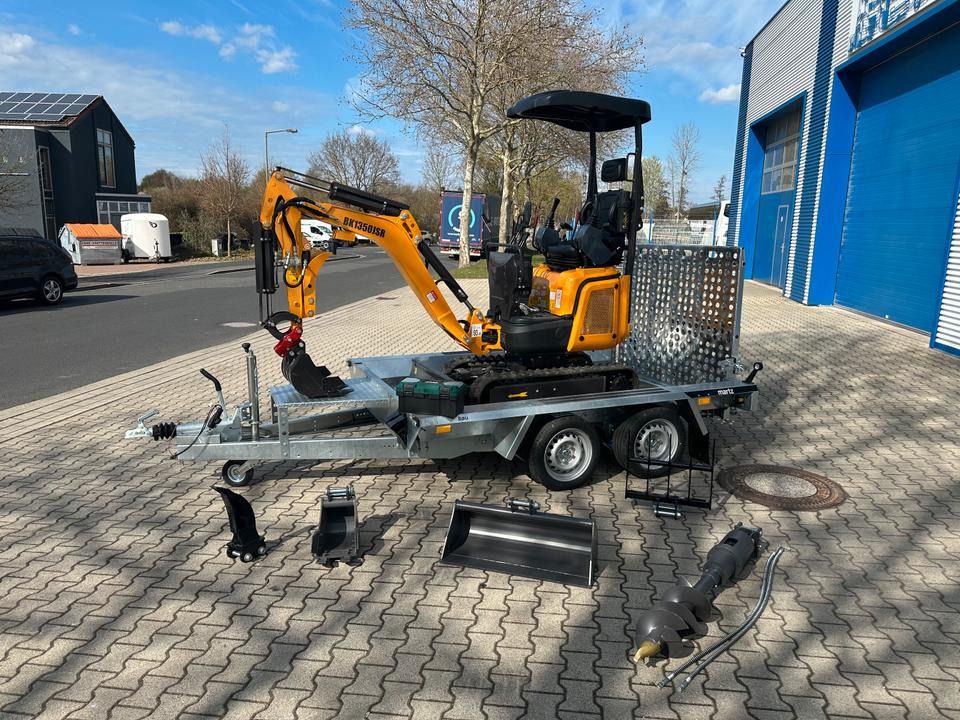 Berger Kraus BK1350JSR mini excavator on trailer