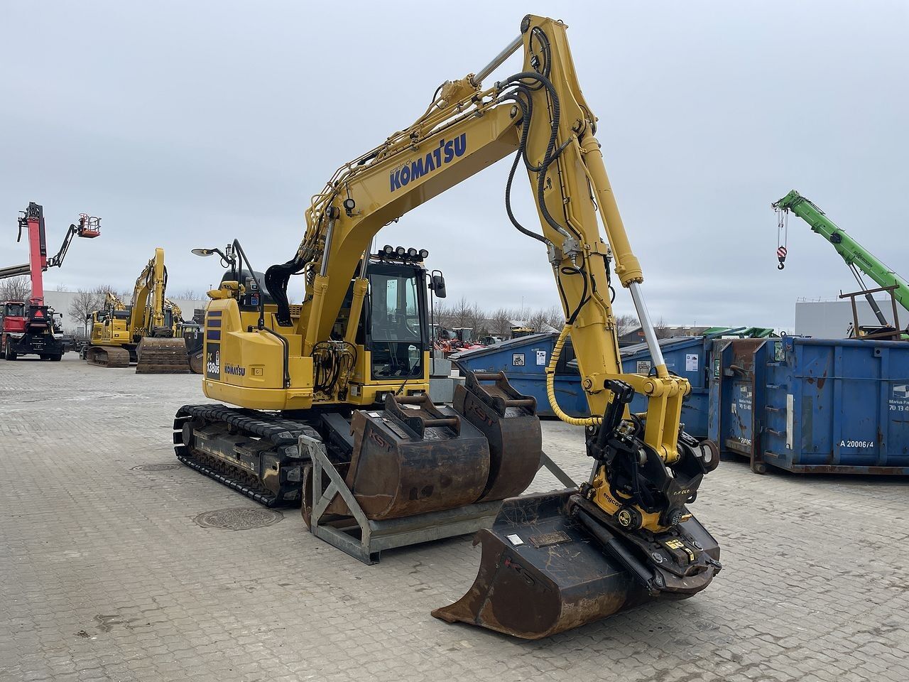 2022 Komatsu PC138US-11 crawler excavator, front three-quarter view