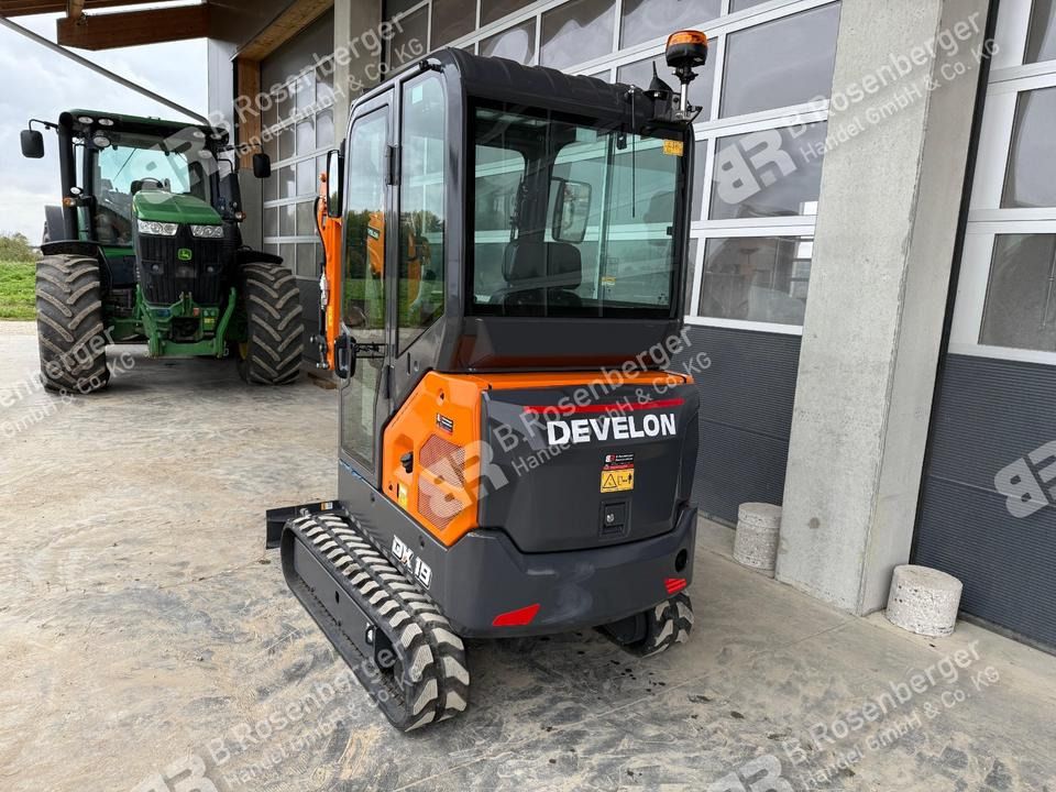 2024 Develon DX19-7 mini excavator rear three-quarter view