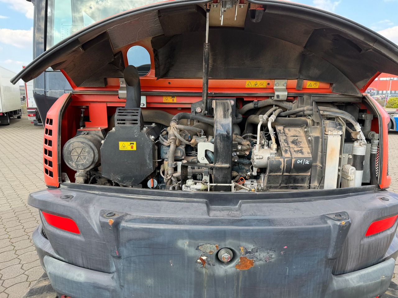 2019 Kubota KX080-4 mini excavator engine compartment view 2019 Kubota KX080-4 mini excavator engine compartment view