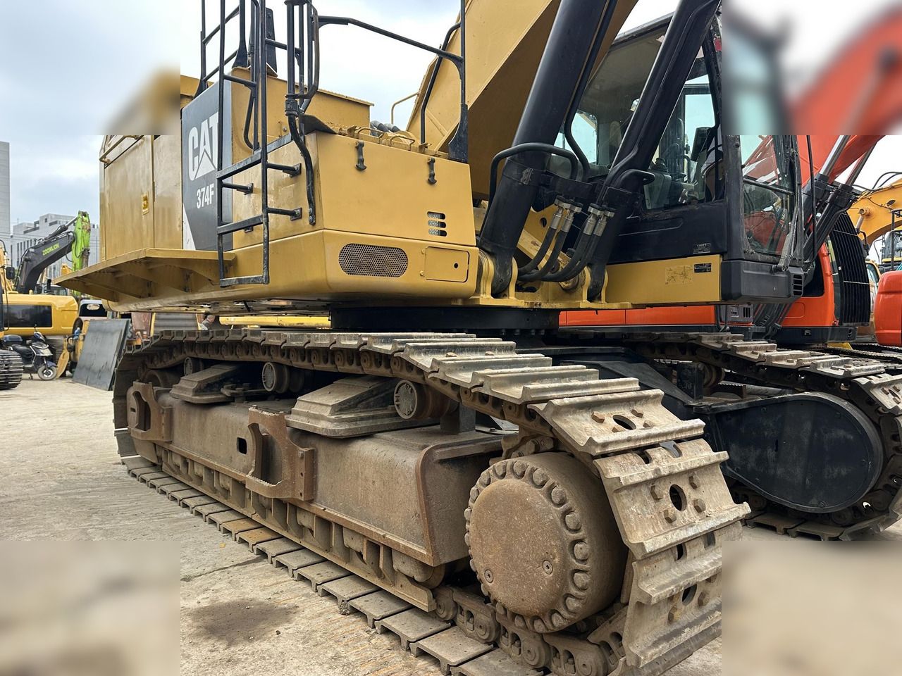 2017 Caterpillar 374F crawler excavator, side view