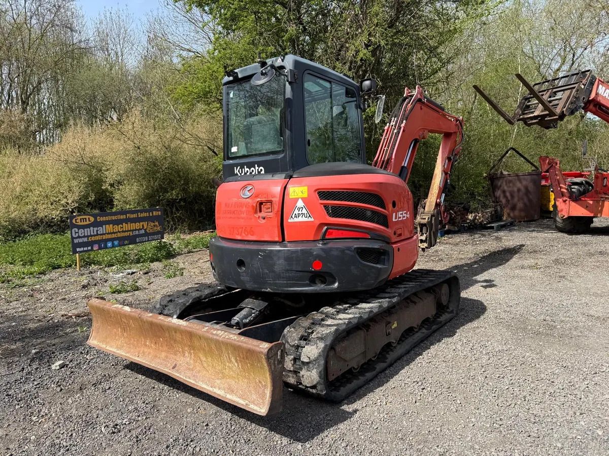 2017 Kubota U55-4 crawler excavator, front three-quarter view