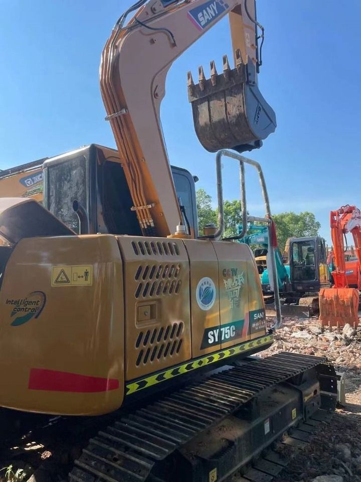 2024 Sany SY75C mini excavator, rear three-quarter view