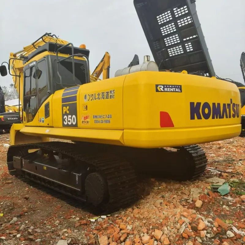 Komatsu PC350 crawler excavator, rear three-quarter view