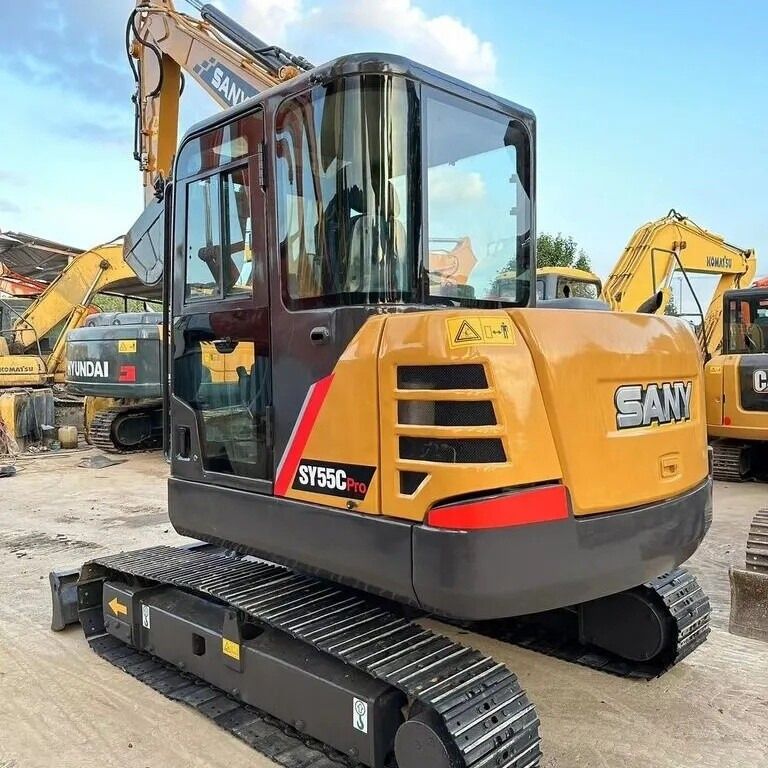2021 Sany SY55C Pro crawler excavator, rear three-quarter view