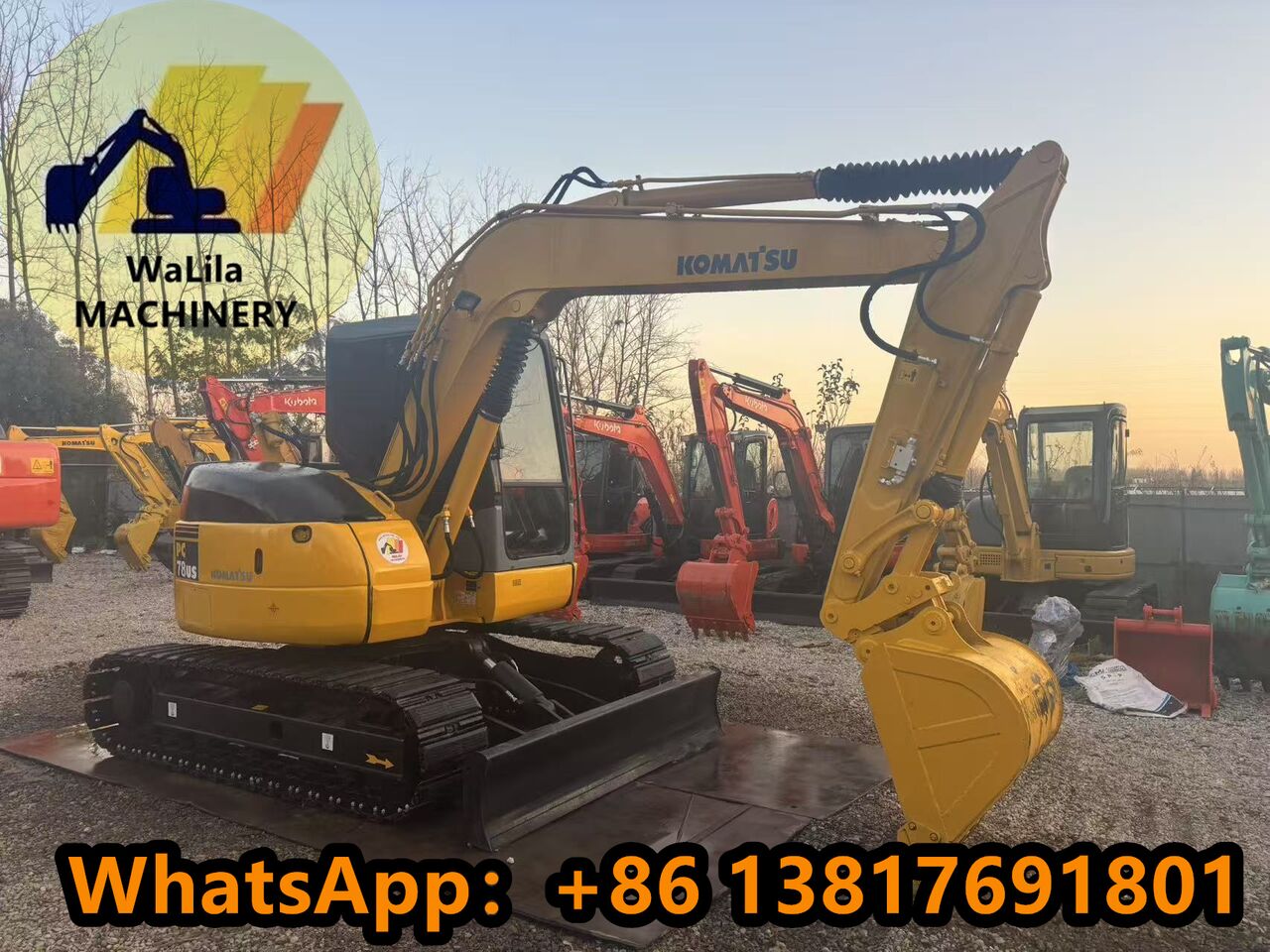2024 Komatsu PC78US mini excavator, side profile view