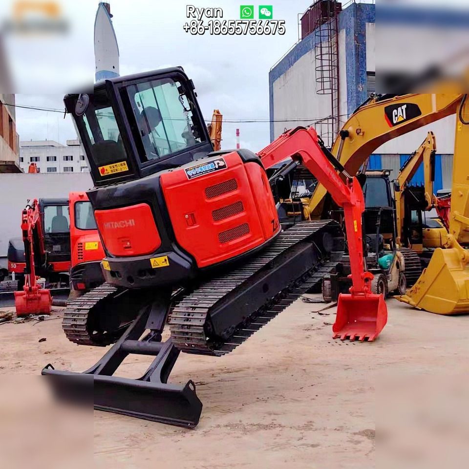 Hitachi ZX55USR-5A mini excavator, front three-quarter view
