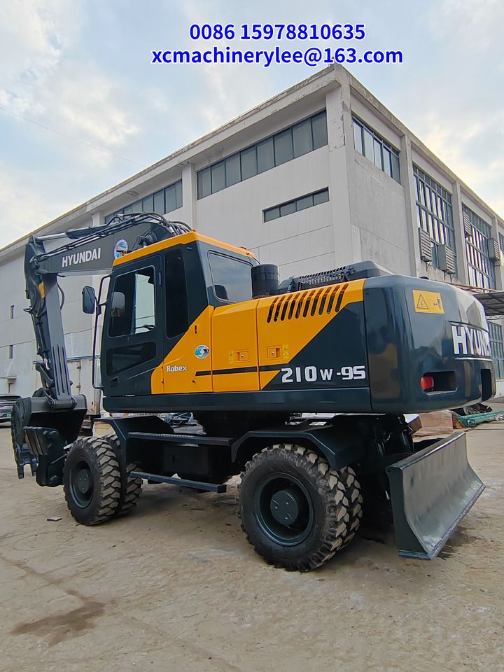 2024 Hyundai R210W-9S wheel excavator, rear three-quarter view