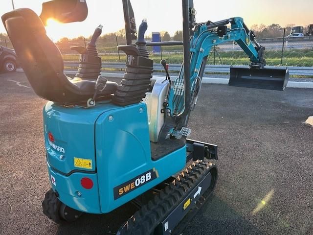 2026 Sunward SWE08B mini excavator, rear three-quarter view 2026 Sunward SWE08B mini excavator, rear three-quarter view