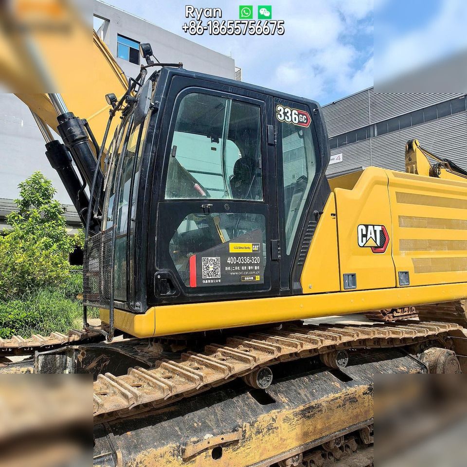 2022 Caterpillar 336GC crawler excavator cab and side view