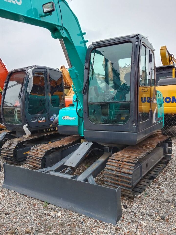 2024 Kobelco SK75 crawler excavator, front three-quarter view
