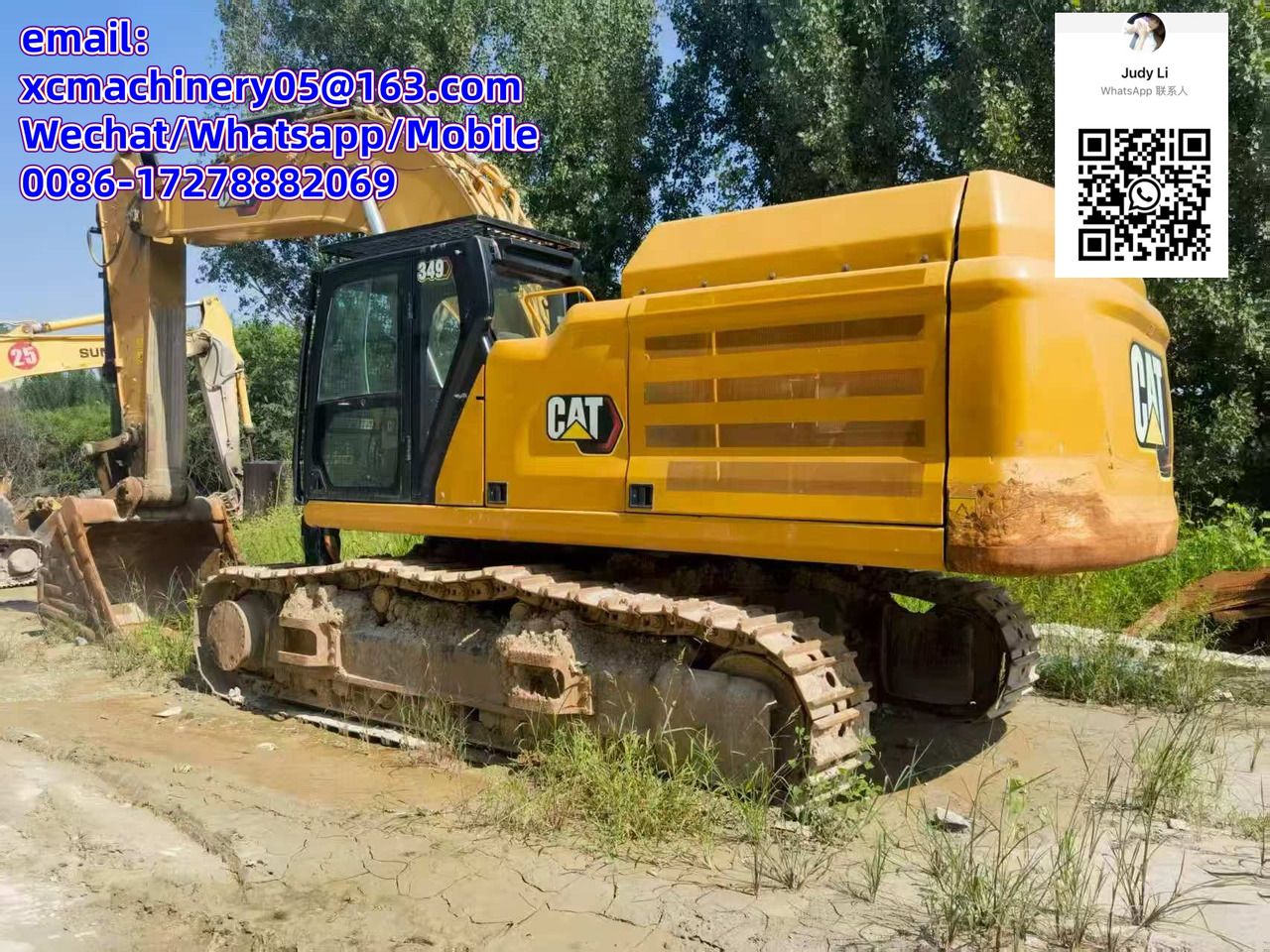 2023 Caterpillar 349 crawler excavator, rear three-quarter view 2023 Caterpillar 349 crawler excavator, rear three-quarter view