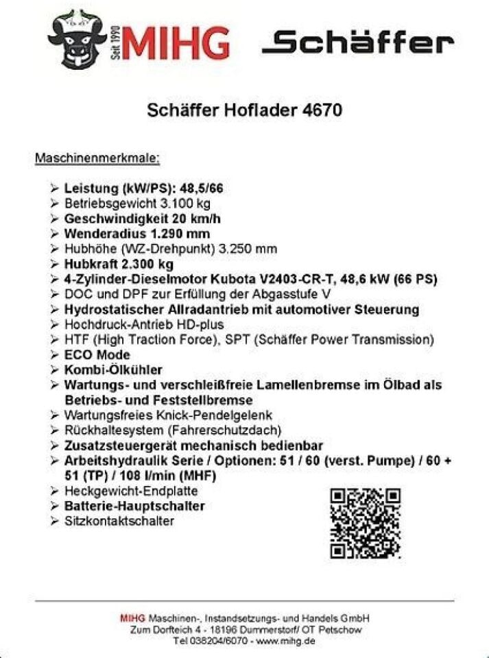 2024 Schäffer 4670 technical specification sheet 2024 Schäffer 4670 technical specification sheet