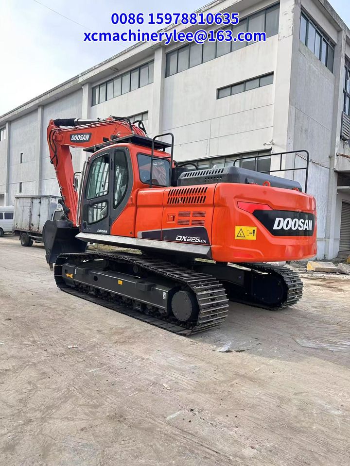 2022 Doosan DX225LCA crawler excavator, rear three-quarter view
