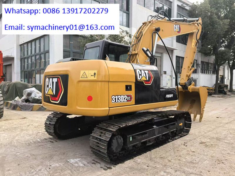 2023 Caterpillar 313D2 GC crawler excavator, rear three-quarter view