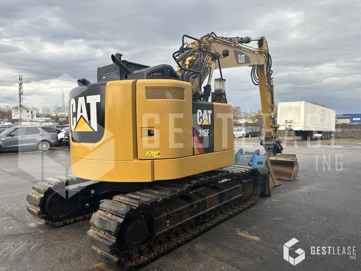 2018 Caterpillar 315F LCR crawler excavator, rear three-quarter view