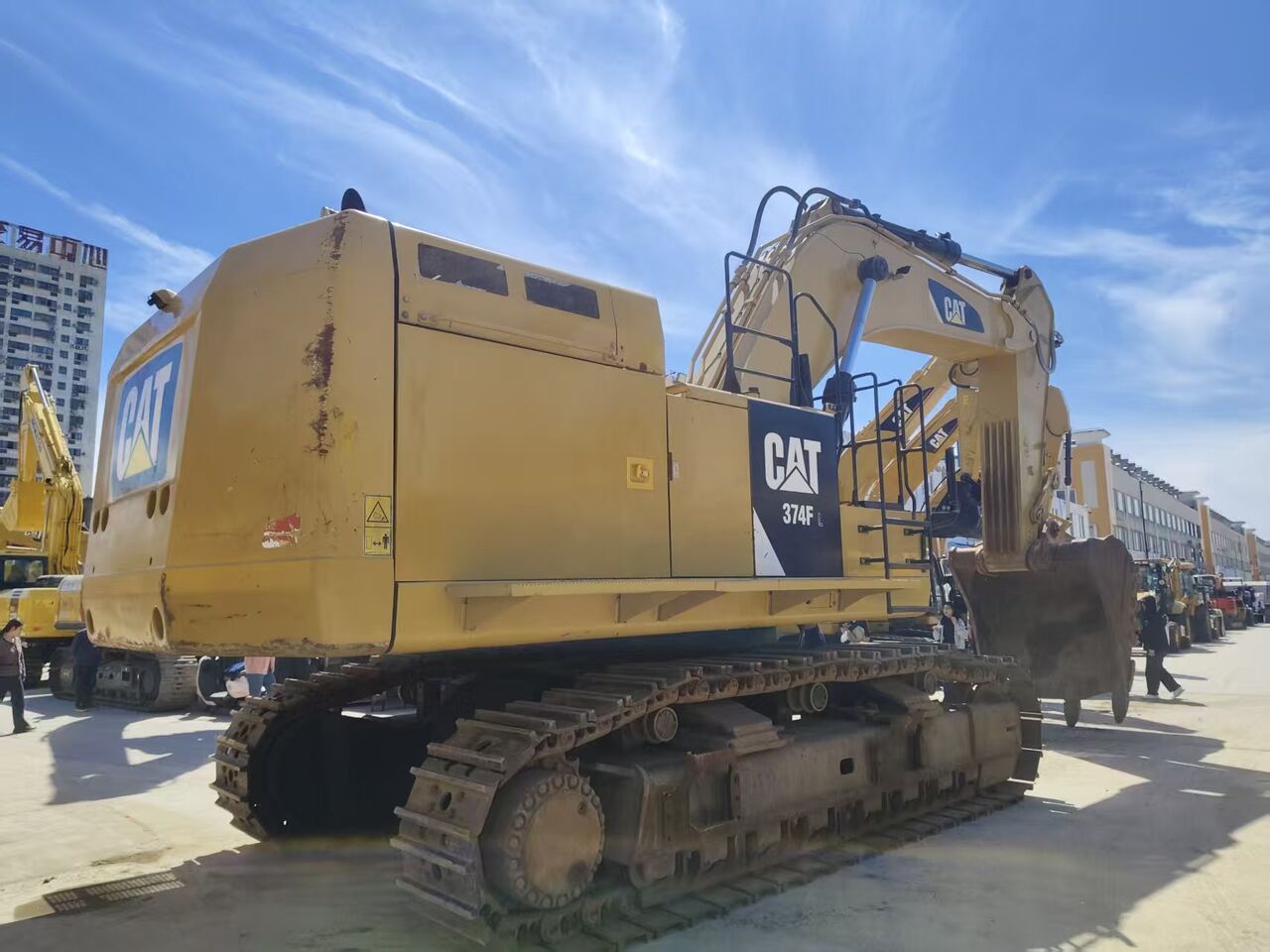 2023 Caterpillar 374F crawler excavator, rear three-quarter view 2023 Caterpillar 374F crawler excavator, rear three-quarter view