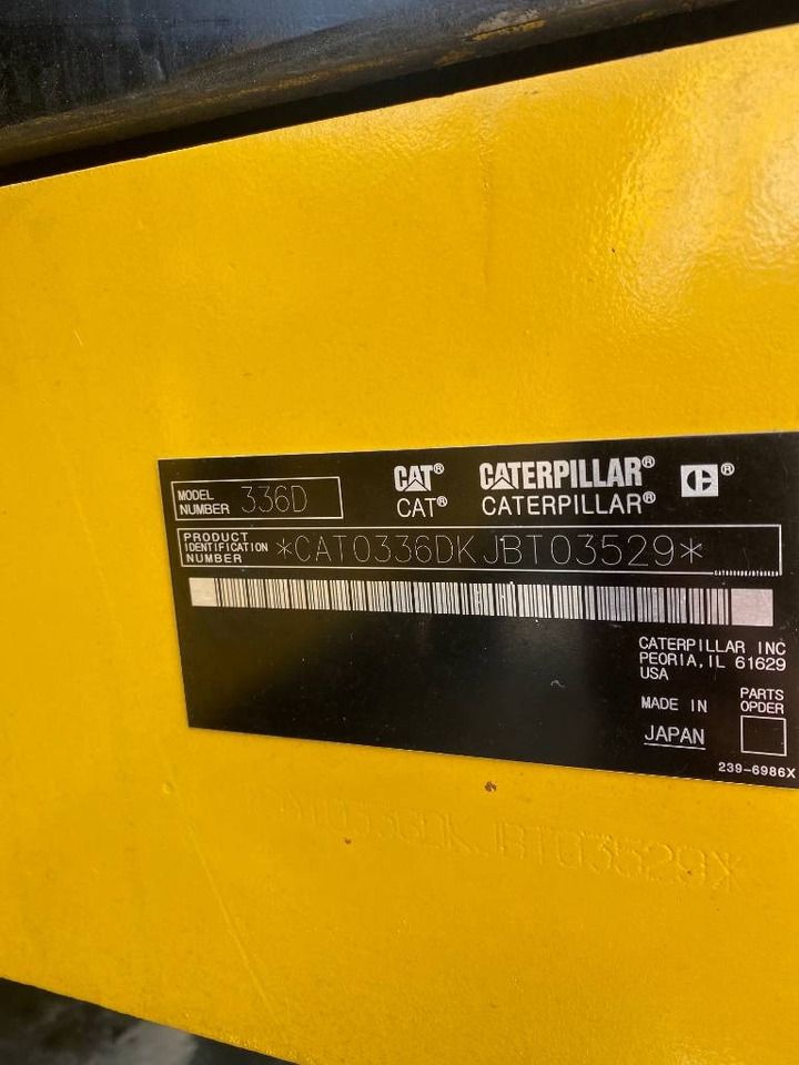 2024 Caterpillar 336D2 excavator identification plate 2024 Caterpillar 336D2 excavator identification plate