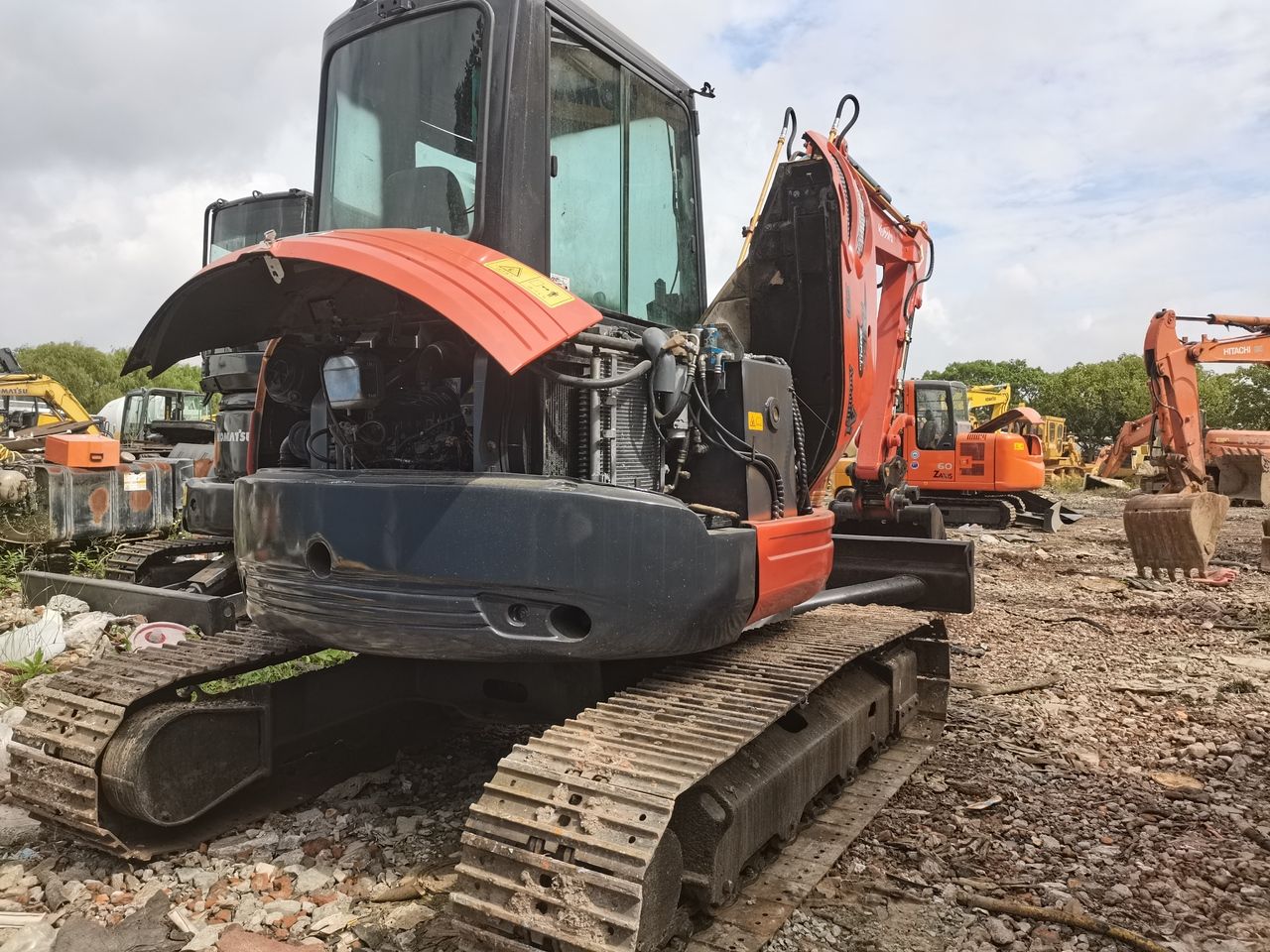 2018 Kubota KX155-3 mini excavator with engine compartment open 2018 Kubota KX155-3 mini excavator with engine compartment open