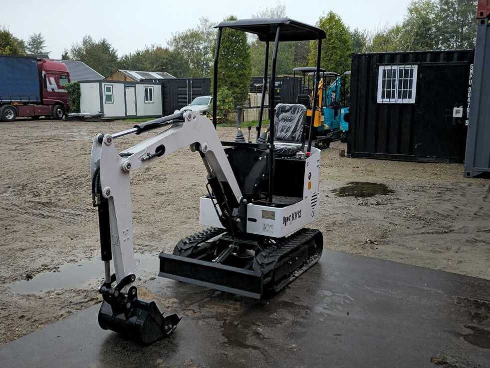 2025 JPC KV12 mini excavator, three-quarter front view 2025 JPC KV12 mini excavator, three-quarter front view