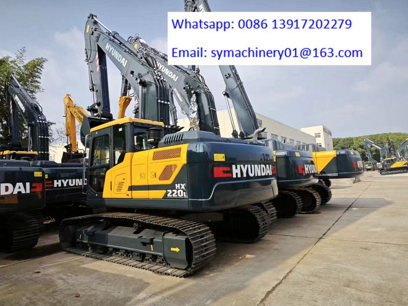 2025 Hyundai HX220L crawler excavator, rear three-quarter view 2025 Hyundai HX220L crawler excavator, rear three-quarter view
