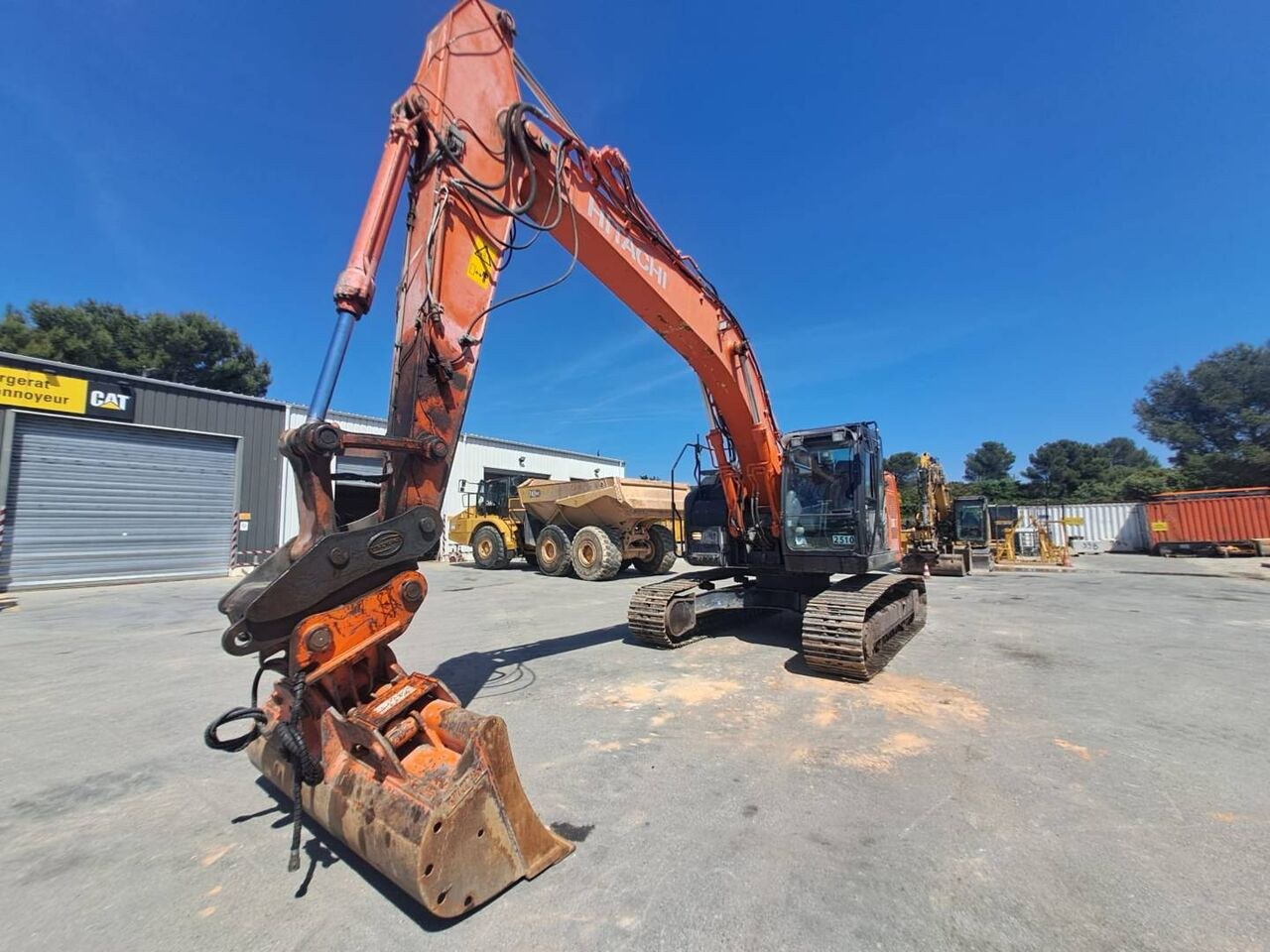 2018 Hitachi ZX225 crawler excavator, front three-quarter view 2018 Hitachi ZX225 crawler excavator, front three-quarter view