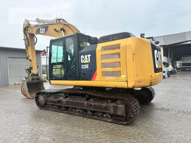 2014 Caterpillar 320E crawler excavator, rear three-quarter view