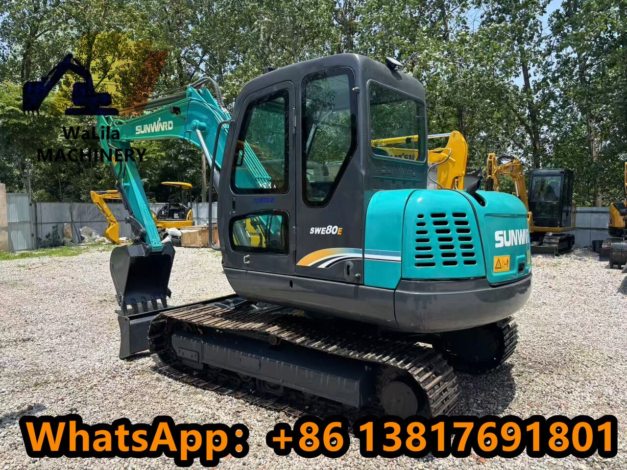 2024 Sunward SWE80E mini excavator, rear three-quarter view