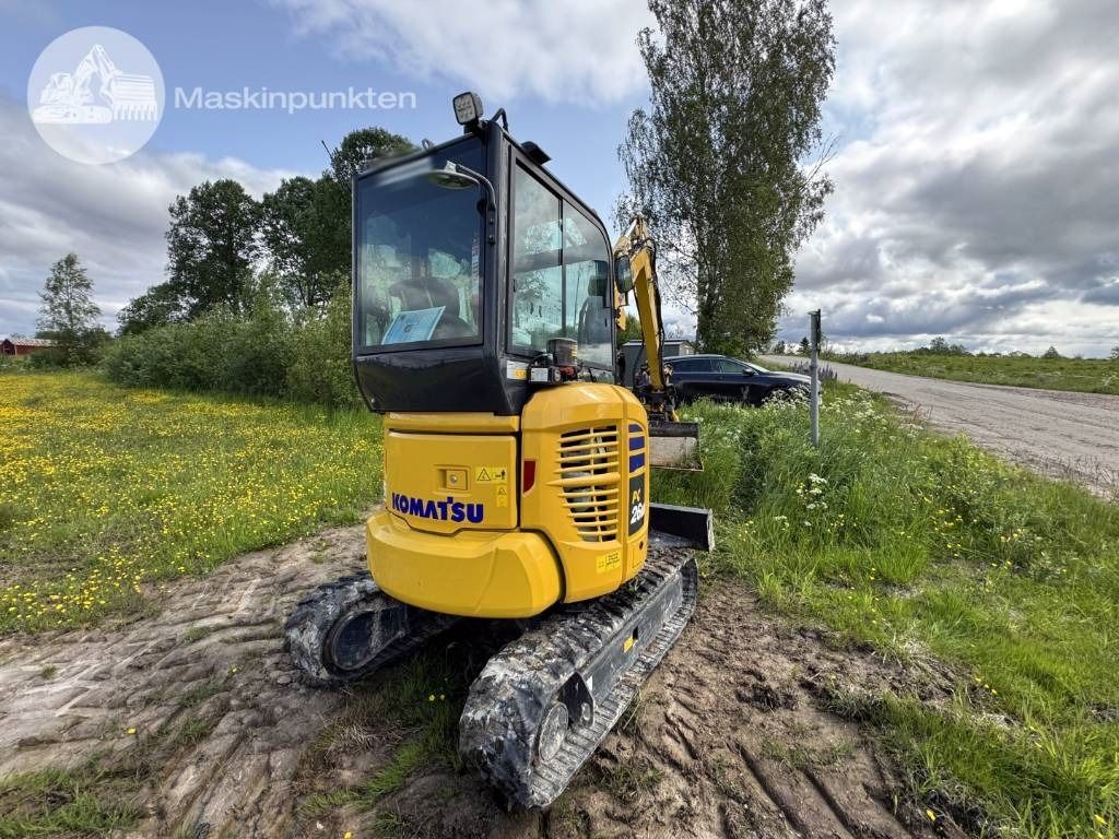 2022 Komatsu PC26 MR mini excavator, rear three-quarter view 2022 Komatsu PC26 MR mini excavator, rear three-quarter view