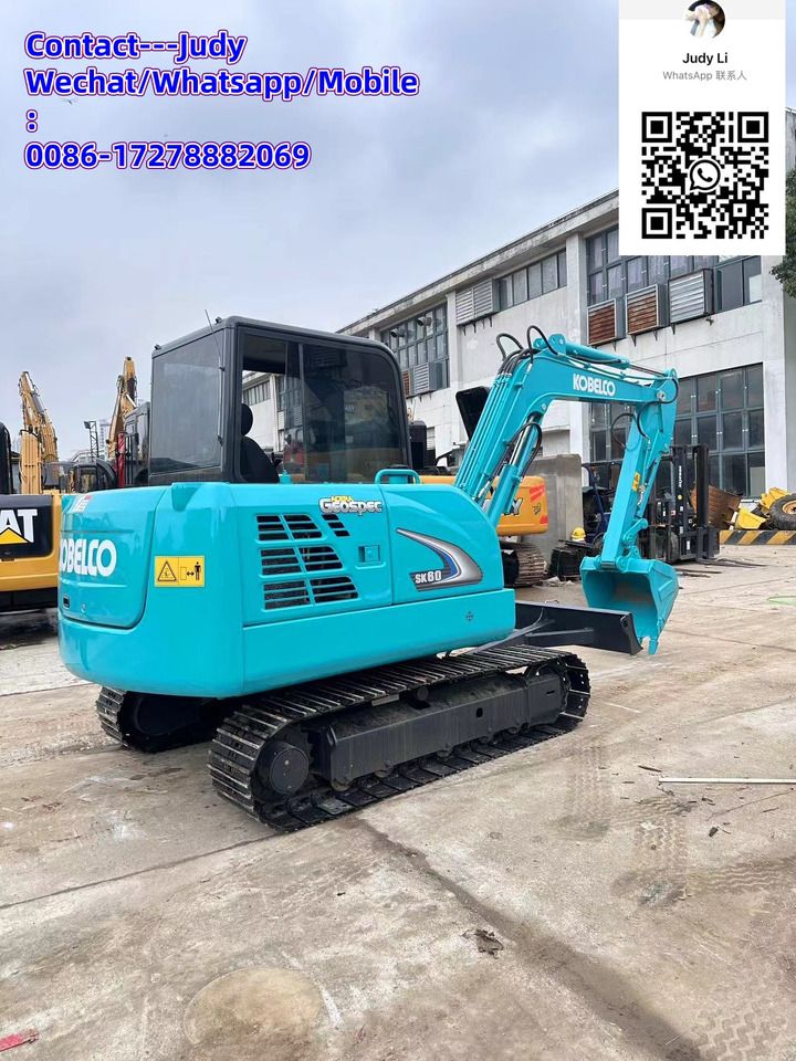 2021 Kobelco SK60 mini excavator, rear three-quarter view